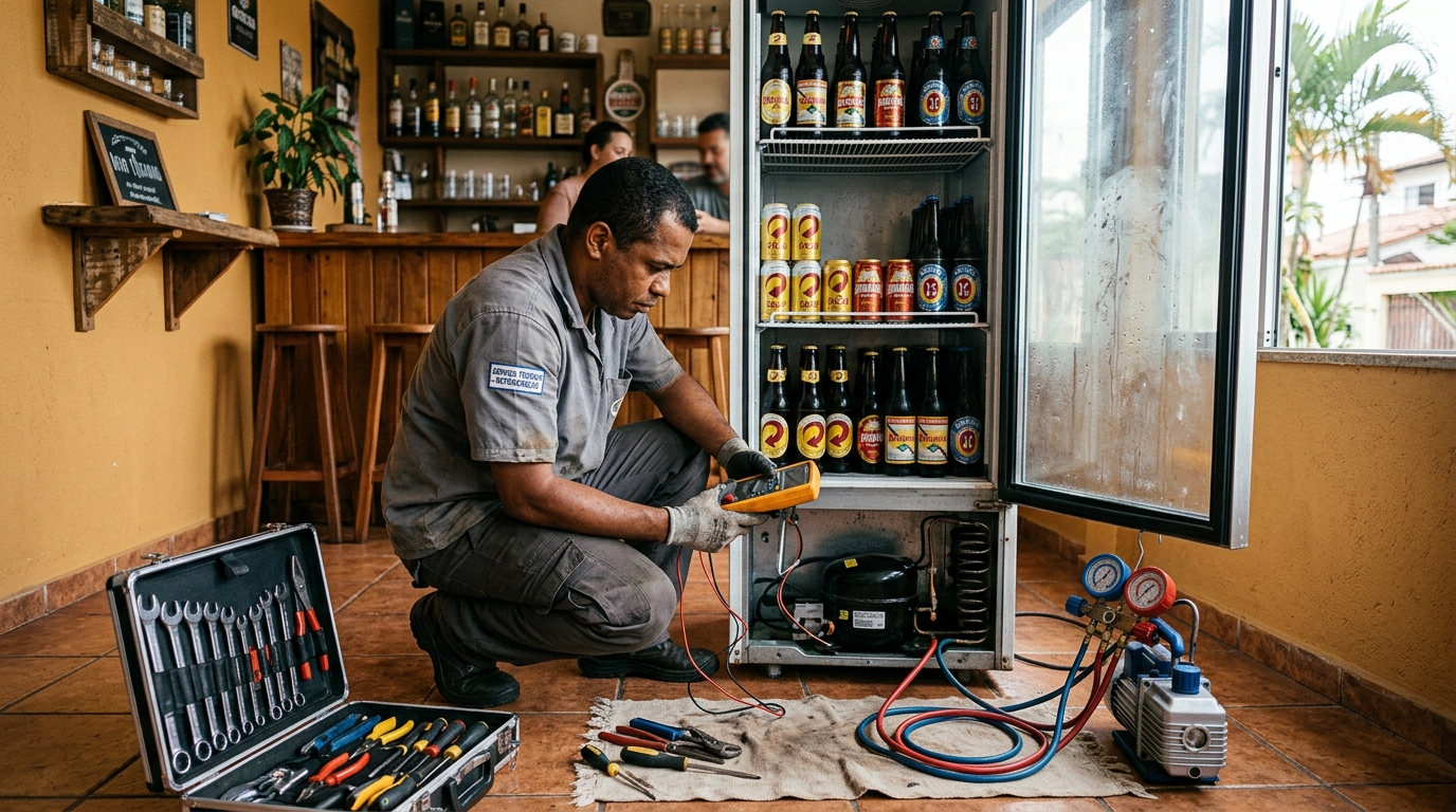 Substituição do termostato de uma cervejeira em Montes Claros‑MG